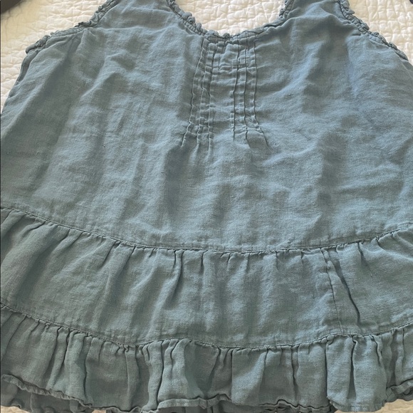 Heart’s desire lagenlook blue linen, ruffle pin tech tank top XL - Picture 8 of 9